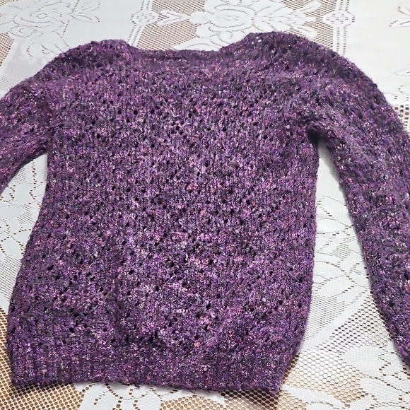 Purple Open Knit Women's Sweater - Picture 8 of 8